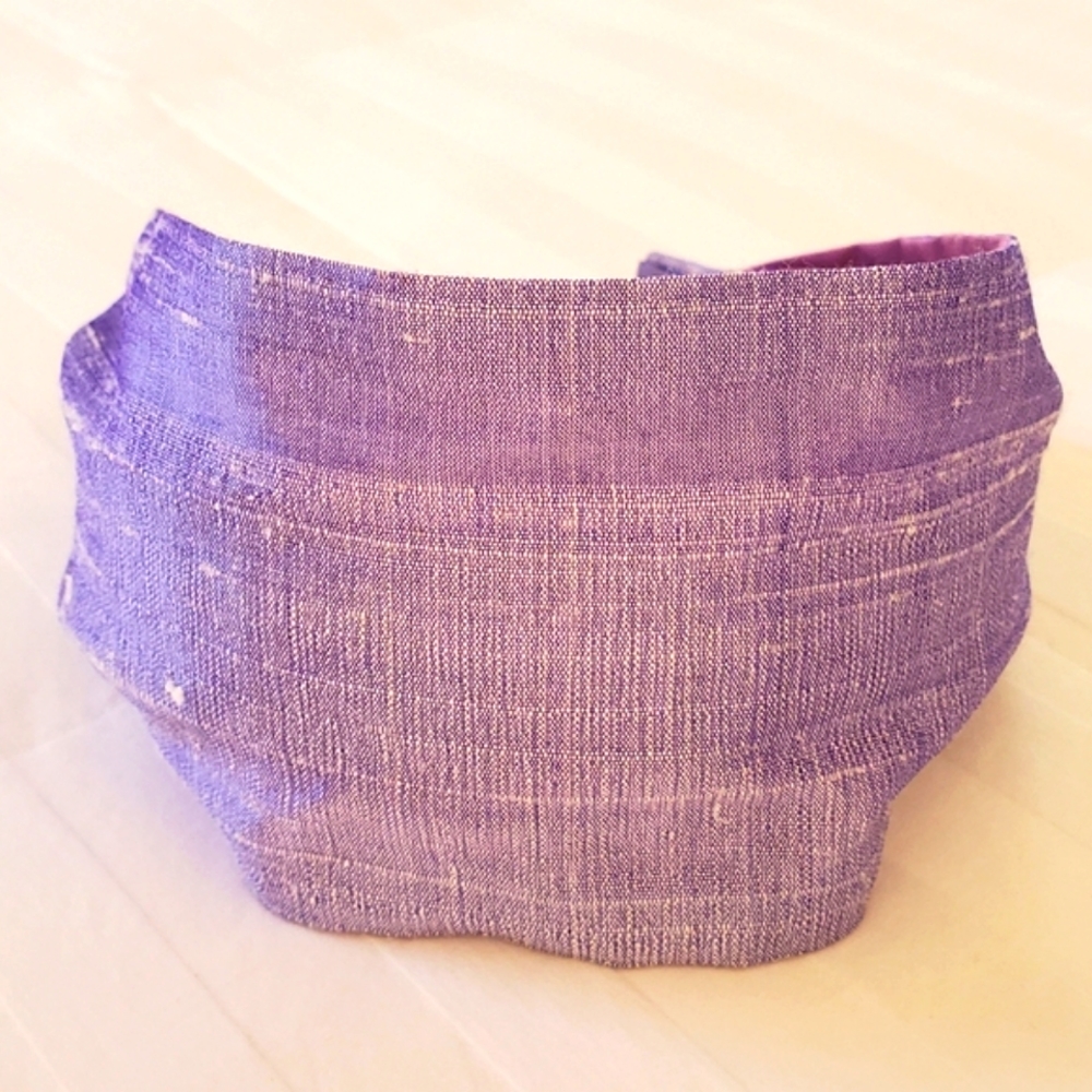 Headband LAVENDER purple color Silk Dupioni - wide. - Picture 4 of 17